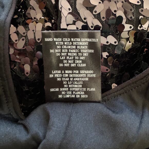 Frederick’s of Hollywood Black Sequin Mini Dress Size L Y2K Party Glam - Picture 5 of 5